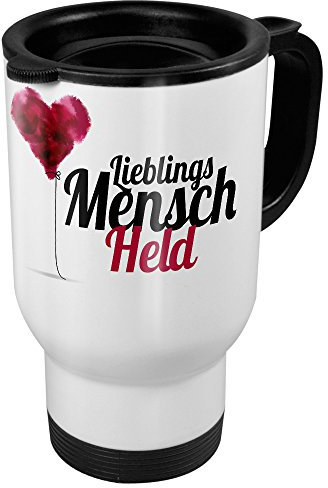 printplanet Thermobecher weiß mit Namen Held - Motiv Lieblingsmensch - Coffee to Go Becher, Thermo-Tasse