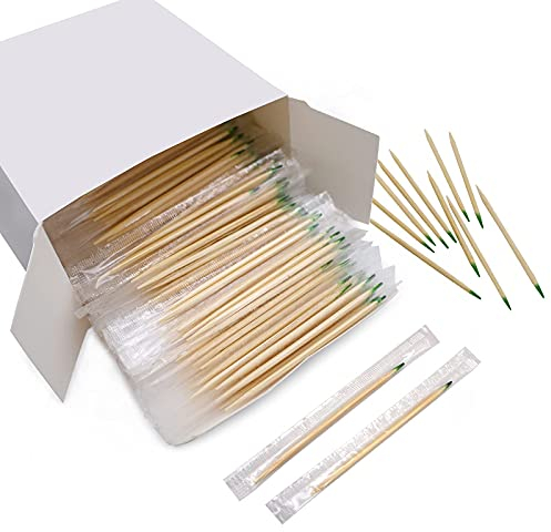 BLUE TOP Palillos de dientes envueltos individualmente de madera de bambú de menta de 2.5 pulgadas, paquete de 1000, selecciones de alimentos de alta clase con sabor, aceituna, barbacoa.