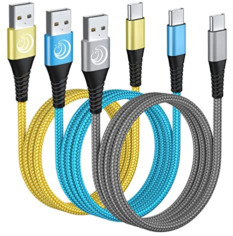 USB C Charger Cable,2M 3Pcak USB to USB C Type C Charger Cable Fast Charging Lead Nylon Braided for Samsung Galaxy Flip S24 S23 S22 S21 S10 S9 A55 A54 A15 A14,Pixel 8 7 6,Huawei P30,iPad,Swtich,Etc.