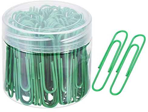 YOKIVE 200 Uds Papel Clip, Oficina Clips Superficie Lisa con Cajas | Mantenga Escritorio Limpio, Genial para Oficina, Arte, Hogar, Uso Diario (Verde, 2)