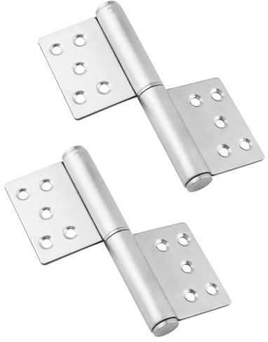 QWORK® 2 piezas Bisagra de puerta de acero inoxidable Bisagras de puerta de alta resistencia Bisagra atornillable para puertas de madera, ángulo de apertura de 360 grados, 132x100x18mm