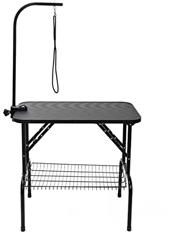 ERRULAN Trimmtisch für Hunde Hundepflegetisch, Höhenverstellbar, Robuster Haustier-Schönheitstisch, Antistatisch, Schwarzer Pflegetisch Mit Klemmarm, Schwarz (Size : 80.5x46x76cm(31.7x18x30 in))