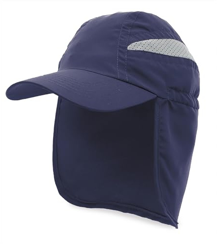 BLUECHOLON Gorra con Protector Cuello-Nuca. Gorra Trekking Montaña Senderismo. Gorra Cierre Ajustable Microfibra. Gorra Hombre. Gorras Mujer. (Azul)