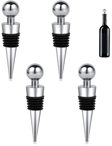 DHWEKU Tappo di Bottiglia, 4 Pezzi Vino Tappo per Champagne, Tappo per Vino Bottiglia per Bottiglie di Vino Aperto, Tappo da Vino Tappi Sottovuoto Conservatore di Conservazione del Vino