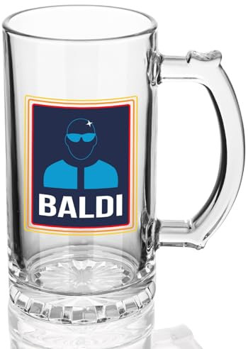 Baldi Beer Tankard - 0.5L Glass Mug Gift for Dad, Christmas or Birthday Present