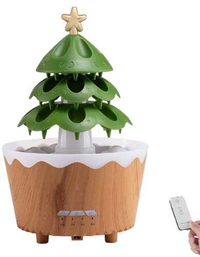 Christmas Tree Diffuser,Christmas Tree Essential Oil Diffuser,Aromatherapy Diffuser,Christmas Tree Humidifiers Essential Oil Diffuser with 7 Colors Lights and Remote Control,Rain Drop Diffuser (C)