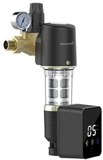 Rückspülfilter Gewapur 1 Zoll und ¾ Zoll mit Rückspülautomatik – Rückspülfilter automatisch mit Druckminderer und 2 Manometer- Wasserfilter Hausanschluss