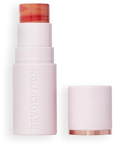 Revolution Skin Silk Blush Stick - Aufbauende Farbe für Wangen, Augen und Lippen - Creme-zu-Puder-Formel - Vegan & Cruelty-Free - Sunkissed Apricot - 4,5 g
