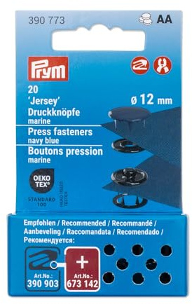 Prym 390773 Druckknöpfe Jersey, 12 mm, marine, kompatibel mit dem Vario Creative Tool