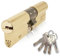 IRONWORX® Spectre Brass 35mm (Internal) / 35mm (External) (70mm) Maximum-Security Police Approved TS007 BSI 3 Star Double Euro Cylinder Lock (Key Both Sides), Includes 5X Keys