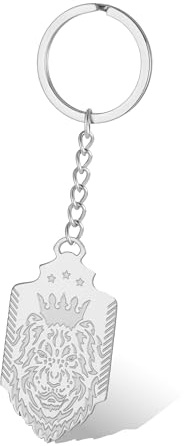 SIPURIS krona lejonhuvud nyckelring för honom hiphop dubbelsidig nyckelring rock punk djuramulett smycken för män, FLISA, 1.5*0.79in