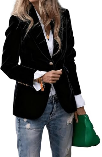 ORANDESIGNE Giacca da Donna in Velluto Blazer Casual da Lavoro e Ufficio a Maniche Lunghe