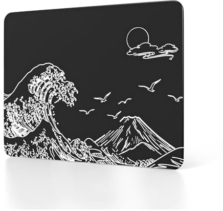 Attack Shark CM05SE Glass Gaming Mousepad,Nano-Micro-Etched Texture,Smooth Glass Surface,High Accuracy,Fast-Moving,Anti-Scratch, PU Leather Super Non-Slip Base,Small Size(410×310mm),Black Waves