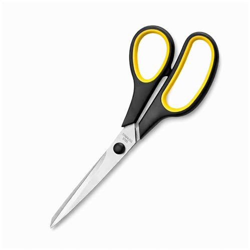 Boulton Stainless Steel Scissors 21.5cm (8.5 Inch) – Sharp Multipurpose Household & Office Scissors – Ergonomic Soft Grip Handles – Scissor Ideal for Paper, Card, Fabric & Crafts (Yellow)