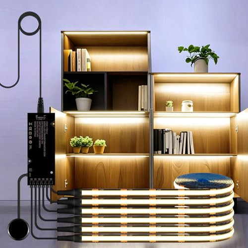 tlinkosta Striscia LED Nera con Funzione Touch Dimmerabile per Armadi, Ideale per Pannelli Fonoassorbenti, Vetrine Espositive e Cantinette per Vino (6, Bianco naturale 4000 K, 3.3ft（1M）)