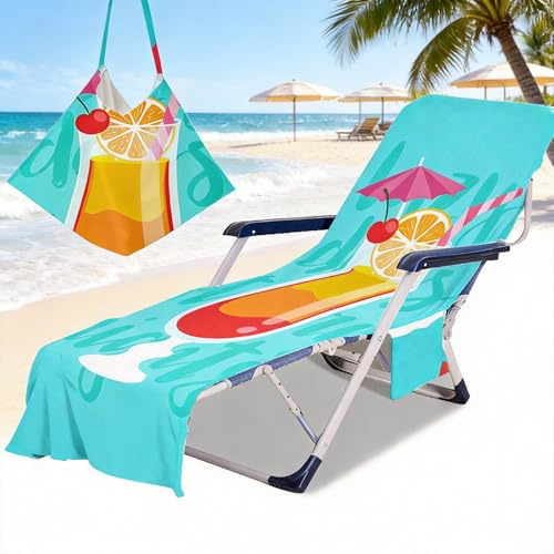 aotuo0608 Sunbed Towels with Pockets, 210x75cm Fast-Drying Lightweight Microfiber Beach Towel for Sun Lounger, Lounge Chair, Chaise Lounge Cover for Pool Garden Summer Vacation (Style B)