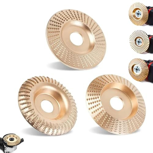 Disque Bois Meuleuse pour le Meulage, 3 Pièces Disques de Meulage pour Façonner, Meuler et Couper, Accessoires pour Meuleuse d'Angle de 4 Pouces,Roues pour Meuleuse d'Angle, Disque à Sculpter le Bois