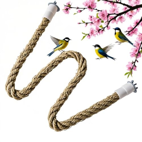 100 cm naturligt rep, flexibelt klätterrep abborre burtillbehör, böjbar juteleksak, vriden böjd stege för flyktiga följeslagare, enkel form S-kurva för lek och sittpinnar
