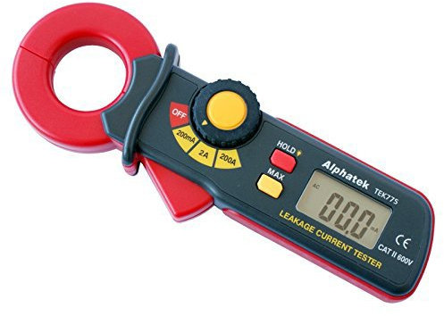 Alphatek TEK775 - AC, LCD Mini Earth Leakage Current Tester / Clamp Meter, 3 Ranges: 200 Milliamperes, 2 & 200 Amps