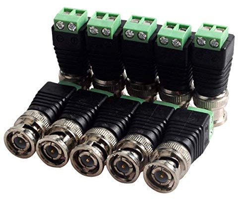 10-Pack Morsetti a vite coassiale Cat5 a BNC Maschio Video Balun Connettore