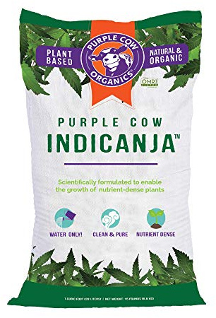 Purple Cow Organics IndiCanja 1 Cubic Foot Bag, Organic Living Soil, Clean & Natural Plant Based Water Only Super Soil for Professional Indoor & Outdoor Growers