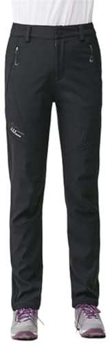 Dawwoti Pantalon De Ski Femme avec Poche À Fermeture Éclair, des Tenues De Ski Thermique Imperméable Épais Pantalon Voyage en Peluche Golf pour Les Femmes Pêche Sports d'hiver Coque Souple et