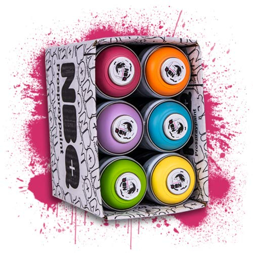 NBQ Packs Spray Paint Matte Finish Street Art RESTAURIERUNG Dekoration DYV Graffiti NIEDRIGER Druck (Basics Mix, 6)