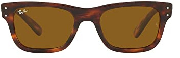 Ray-Ban Mens RB2283 Mr. Burbank Rectangular Sunglasses, Striped Havana/Brown, 52 mm