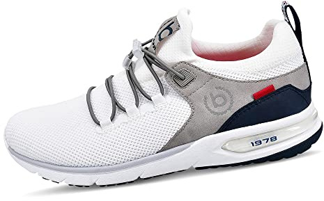 bugatti Sportlicher Sneaker mit Memory Foam im sportlichen Design, elastische Schnürsenkel, atmungsaktiv, Weiß, 47 EU