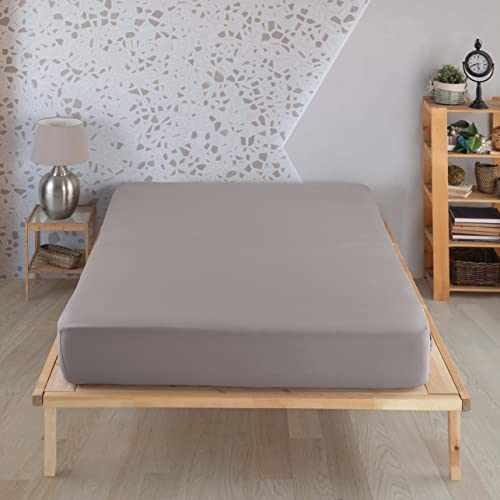 Vency Premium Jersey Spannbettlaken 180x200cm Grau - Spannbetttuch 100% Baumwolle, Bettlaken 180x200 Bis 35 cm Matratzenhöhe Grau