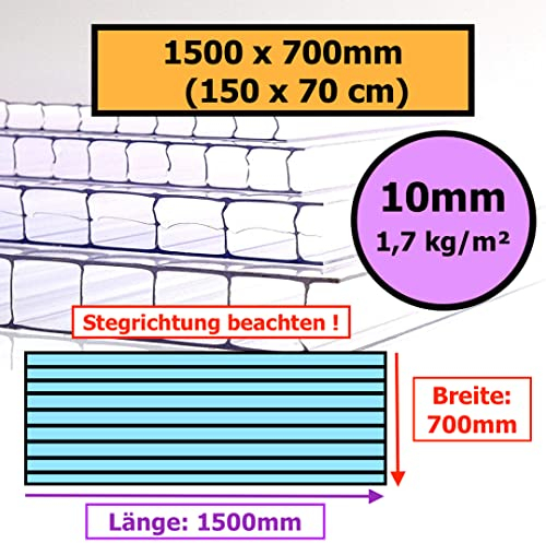◼️ Gewächshausplatten ◼️ 700 x 1500 mm ◼️ Doppelstegplatte ◼️ Hohlkammerplatte ◼️ Polycarbonat ◼️ 4 mm ▪️ 6mm ▪️ 8 mm ▪️ 10 mm Stärke ◼️ (10mm | 10 Stück)