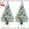 2 Pack Christmas Trees Outdoor Decorations, 76.2cm Prelit Flocked Xmas Pathway Trees, Artificial Urn Filler Entrance Tree with Lights,Battery Operated Potted Tree for Porch Yard, Outside Decor