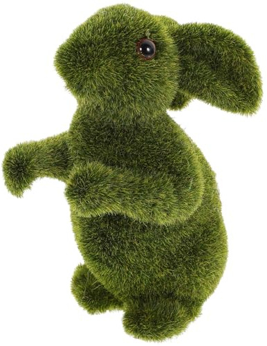HOLIDYOYO Moss Flocked Bunny Easter Decorations Faux Moss Rabbit Foam Bunnies Grass Bunny Figurine Topiary Spring Party Garden Yard Home Party Ornament for Fairy Gardens