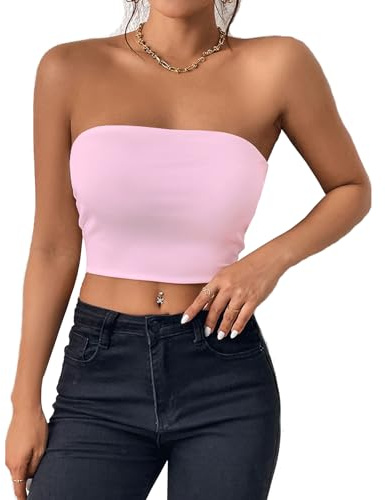 Btofellin Crop Top Women's Adherent Body Stretchy Breathable Crop Top Tube Top Sexy Basic Stretchy Unpadded för Dancing Festival
