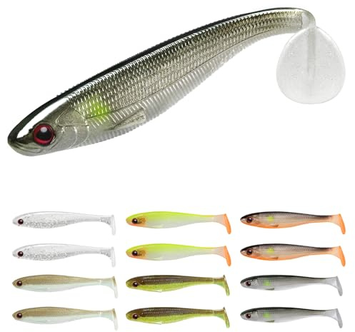 TRUSCEND Señuelos De Pesca Suave, Paddle Tail Swimbaits, Señuelos De Pesca para La Trucha Bass, Cebo De Plástico Durable para La Pesca De La Lubina, Sábalo Cebo De Pesca para Agua Dulce Agua Salada