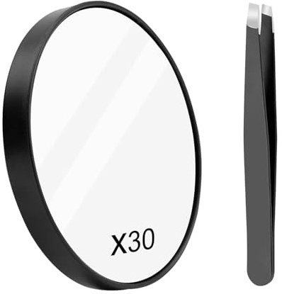 ZPLASK Small Magnifying Mirror, 30x, Suction Cup, Frameless, 3.5 Inches, Bathroom, Makeup, Grooming, Travel, Home Decor