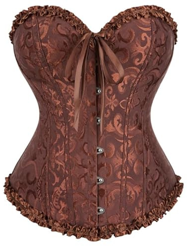 Felcia Corset Bustier Overbust Grande Taille pour Femme Haut en Satin Serrage de Taille Laçage Modelage du Corps Bustier Rétro, S