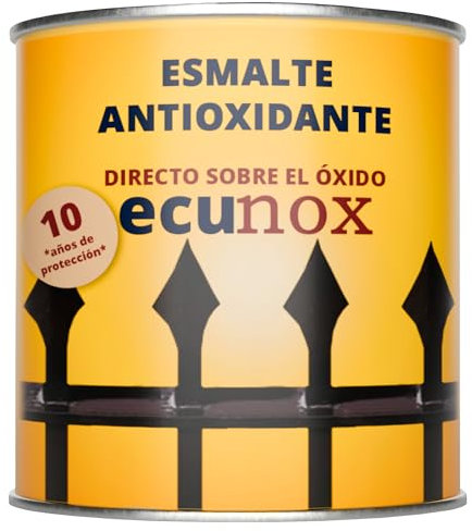 PINTURAS ECU - Esmalte Antioxidante - Esmalte directo sobre óxido - Pintura antioxido metal - Superficie Exterior e Interior - Acabado Mate y de Rápido Secado (Gris Perla Brillante, 750 ml)