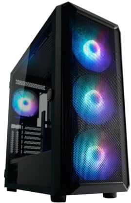 LC-Power Caja para gaming Gaming 804B Obsession_X – ATX Midi Tower, Panel frontal de malla, 4 ventiladores ARGB, USB-C, panel lateral de vidrio templado, 12 ventiladores ampliables, 4 ranuras HDD/SSD