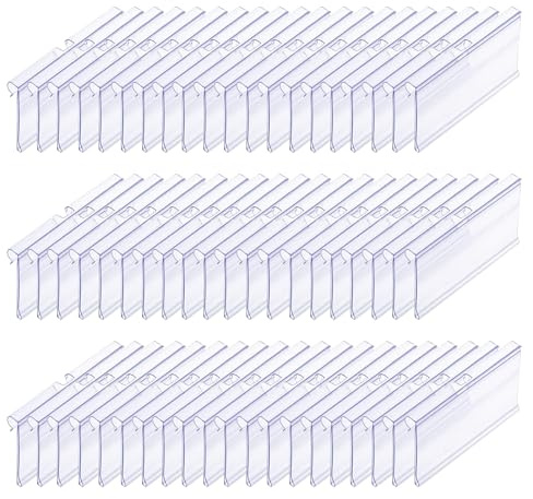 HUAZIZ 60 Piezas Soporte de Etiquetas de Acrílico, Soporte de Etiquetas de Precio Soporte de Tarjeta de Nombre de Mesa para Supermercados Tiendas Oficina (8 x 4,2 cm)