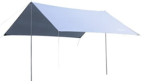 Outsunny Tenda da Spiaggia Portatile 3x3 m Doppia, Protezione UV, Tendalino Parasole per Campeggio, Picnic, Telo Ombreggiante Impermeabile Tarp con Borsa di Trasporto, Bianco