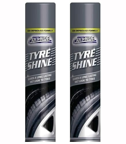 HOCHSTE® Car Pride Tyre Shine 300ml – Long-Lasting Wet Look Spray for a Deep Black Finish – Quick Drying, No Polishing, Instant Shine for Car, Van, and Bike Tyres Black - 2 Pack