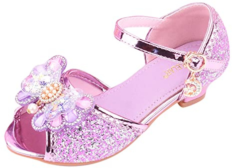 Zapatos De Princesa Niñas De Tacón Bajo - Moda Lindo Lazo Zapatos De Vestir Boca De Pescado Cómodos Zapatos De Boda Zapatos De Noche Zapatos De Fiesta De Fiesta De Fiesta Festivo, Lila2, 26 EU