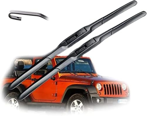 zhaojiangan 2PCES Essuie-Glace Avant en Caoutchouc,pour Jeep Wrangler JK 2007 2008 2009 2010 2011 2012 2013 2014 2015 2016 2017 Balais D'essuie Glace Avant,Construction de Pointe,Facile à Installer