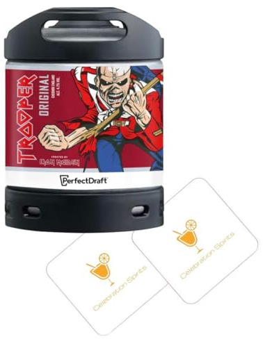 Perfect Draft Trooper Original Beer Keg | 2x Celebration Spirits Beer Mats