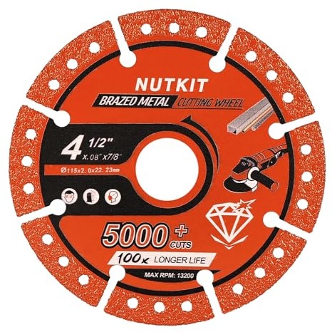 NUTKIT Disco da Taglio Diamantato Universale, 115 x 22,23mm Disco da Taglio Diamantato, Disco Diamantato, 2mm Taglio ultra sottile per Piastrelle Gres Porcellanato Ceramica e Pietra Naturale - Rosso