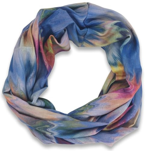 styleBREAKER Sciarpa Tubolare Donna con Motivo Onde Acquerello Zigzag | Sciarpa Loop Morbida in Viscosa | Foulard Leggero Materiale Morbido 90x40 cm Colore Blu-Rosé