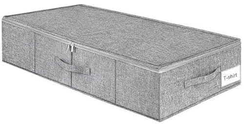 Nvzi 1Pack 84x43x11.5cm Folding Underbed Storage Chest Bin with Lid Durable Sturdy Collapsible for Bedroom Closet Clothing Shoes Bedding Linen Miscellaneous Home Storage Organization，Grey