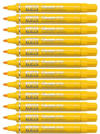 Pentel N50 Bullet Point Marker - Yellow (Pack of 12)