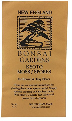 Moss Spores for Bonsai Trees - Covers Up to Three Square Feet, Bright Green Velvet Kyoto Bonsai Moss That is Weed Free, Indefinite Shelf Life